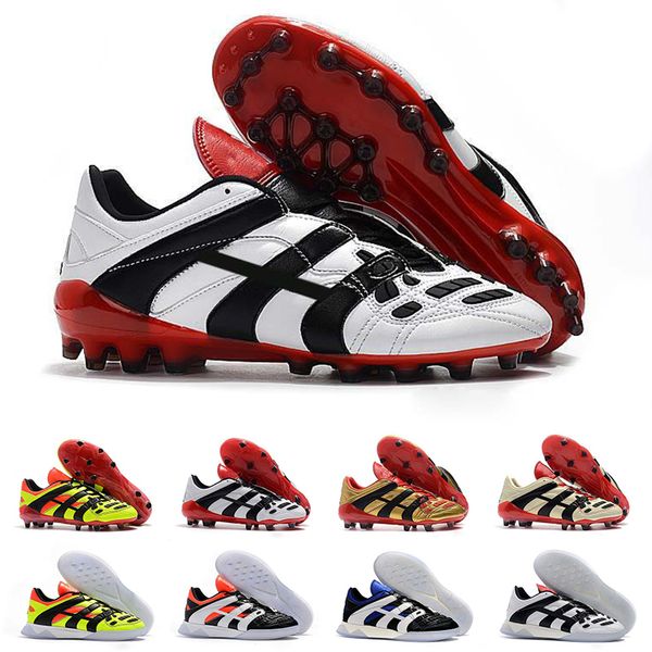 

2019 men football boots predator accelerator champagne fg soccer cleats golden black white soccer sneakers size us6-us11, White;red
