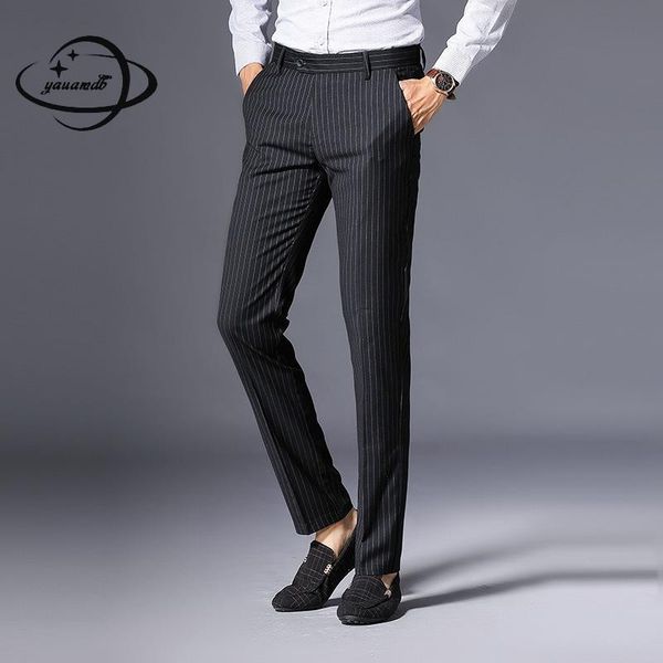 

yauamdb men suit pants 2018 spring autumn size 29-38 male trousers stripe pocket clothing formal traight man casual clothes y88, White;black