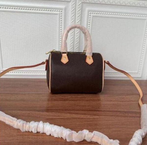 

real leather shoulder mini cute handbag shoulder cross bags 16cm female nano bucket brown flower mini pillow cluch bag