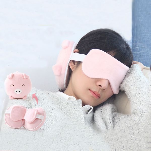 Portable Cartoon Neck Pillow With Eye Mask Pillow Eyelashes Eye