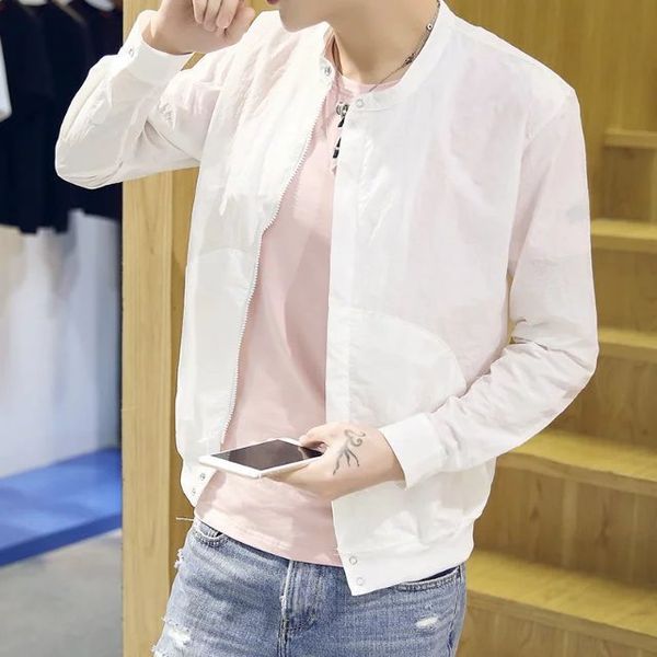 

summer new style korean-style couples baseball uniform men's jacket stand collar thin coat teenager sun protection clothing sun, Black