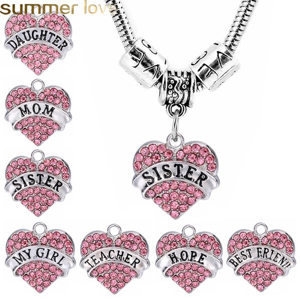 

crystal heart shape charm bracelet love family bracelets chain charm bracelet diy gifts for mom grandma sister teacher nurse jewellry, Golden;silver