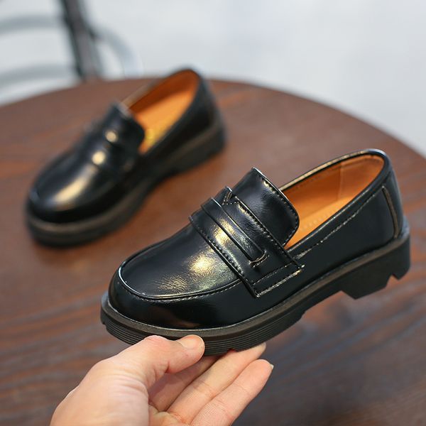 

afdswg artificial pu black leather shoes children shoes girls princess dress for boys childrens leather, Black;grey