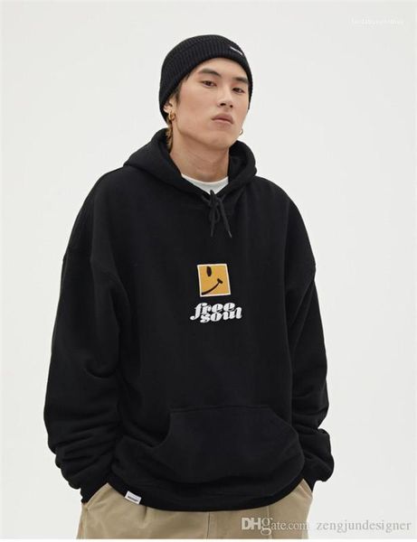 

smile hoodies embroidery solid color homme couple clothing long sleeve hooded fashion style casual apparel mens autumn designer, Black