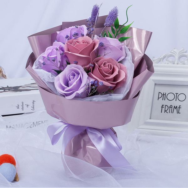 

simulation rose soap flower dried flower bouquet creative valentine's day gift for girlfriend home wedding decor