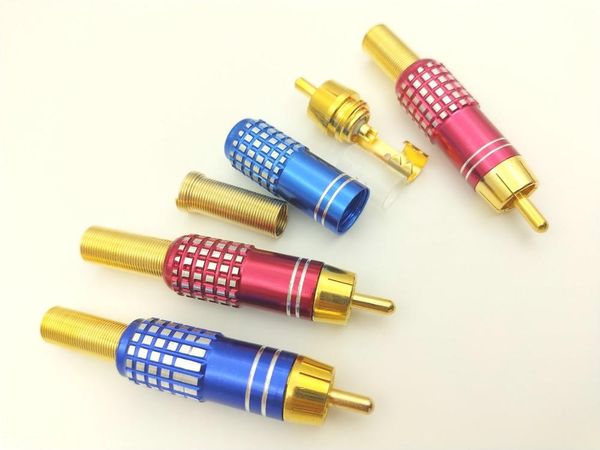 Freeshipping 100 pcs de alta qualidade de ouro RCA macho plug solda audio video do adaptador Conectores