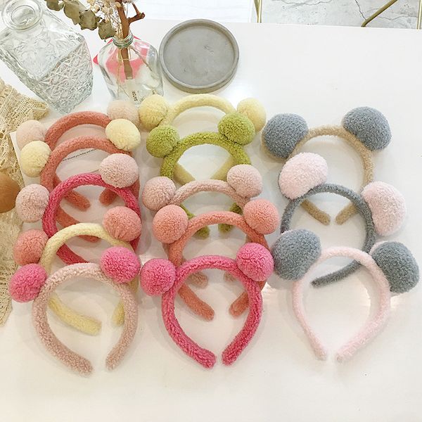 

korean children's headband teddy hair ball panda ear girls headband, Slivery;white