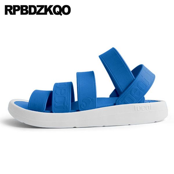 

blue men gladiator sandals summer water slides slippers breathable green beach shoes rubber fashion native roman strap outdoor, Black