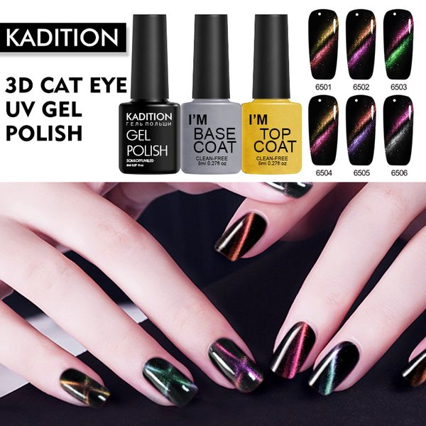 

kadition soak off magnetic 5d effect cat eyes uv led 8ml gel nail polish lucky colorful gel varnish magnet chameleon lacquer, Red;pink