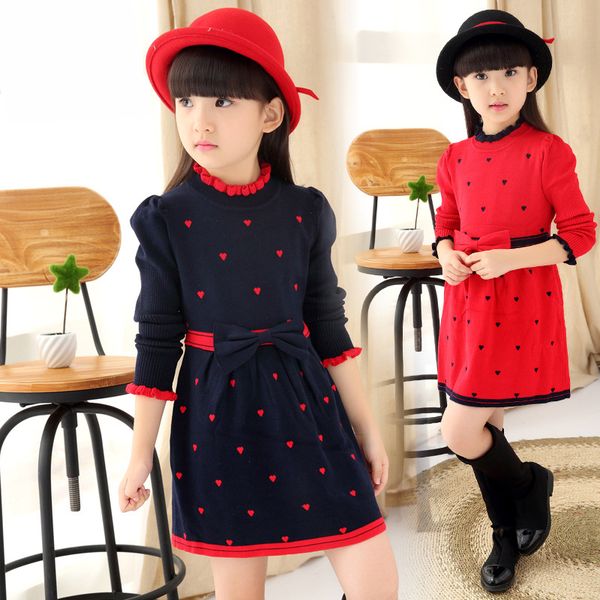 

girls dress slim wool knit dresses baby girl clothes girls princess sweater dress children clothing 10 12 vestido infantil, Blue