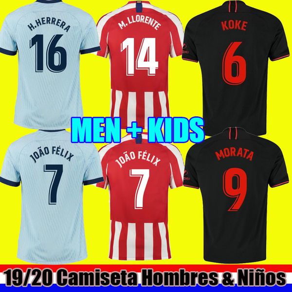 

2019 2020 joÃ£o fÃ©lix atletico de madrid soccer jerseys 19 20 long sleeve at madrid football shirt camiseta de futbol men kids kits uniform, Black;yellow