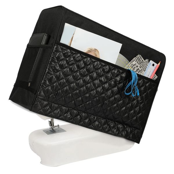 

black sewing machine dust-proof storage dust cover for sewing machine pockets compatible for brother