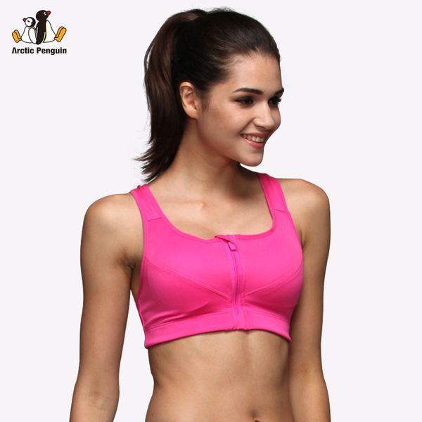 

ap] professional vest shockproof women sports bra push up front open zipper bra wireless running women underwear, White;black