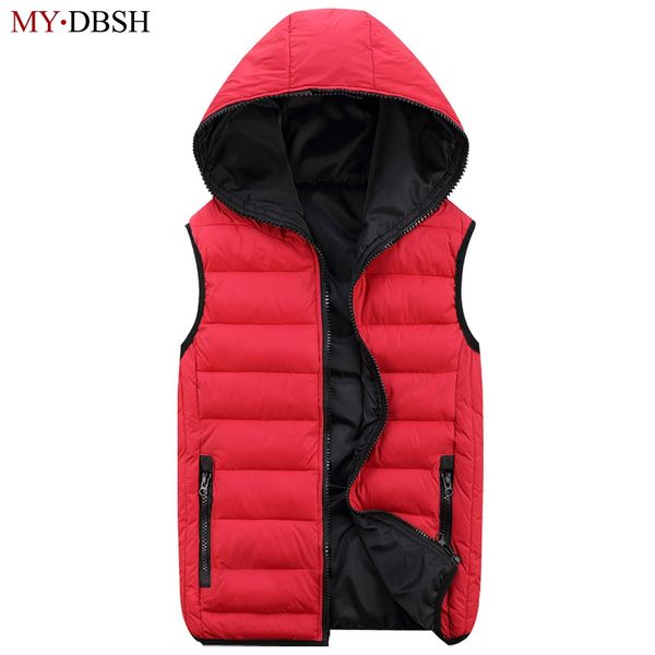 

2019 new style autumn winter mens casual sleeveless waistcoat fashion hooded white duck down vest warm outwear man down coats, Black;white