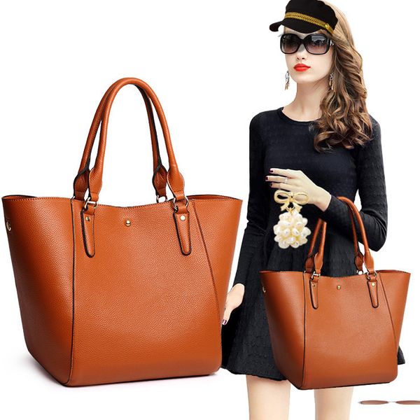 

2020 new fashion retro shoulder bag pu leather handbag sub large capacity bucket bag mom