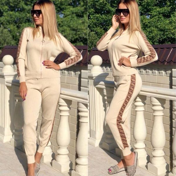 

designers tracksuit fashion sport ffendi womens tracksuit sport sweatshirt casual women zipper jacket three strips s-xxl