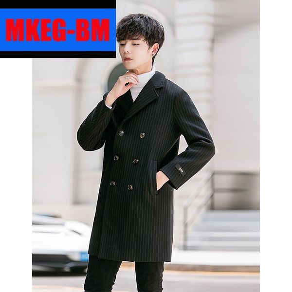

men's trench coats windwear long-term spring -style young self-cultivation and students'fashionable handsome time, Tan;black