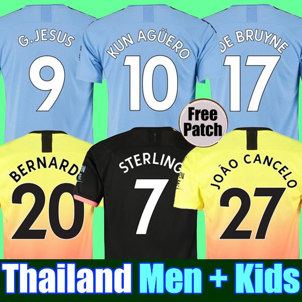 

Thailand JESUS DE BRUYNE KUN AGUERO 19 20 manchester soccer jerseys city 2019 2020 SANE jerseys football KIT shirt Men Kids sets uniform