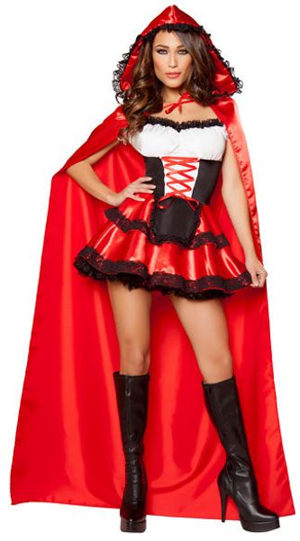

fairy tales little red riding hood clothing halloween costume for women fancy dress party game uniform, Black;red