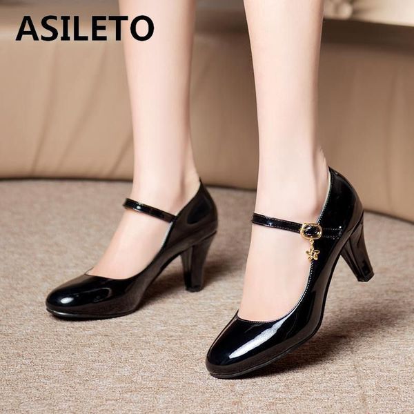 

asileto large size 43 lady shoes strap pumps women nude buckle block heels stiletto party wedding bridal footwear chaussure, Black