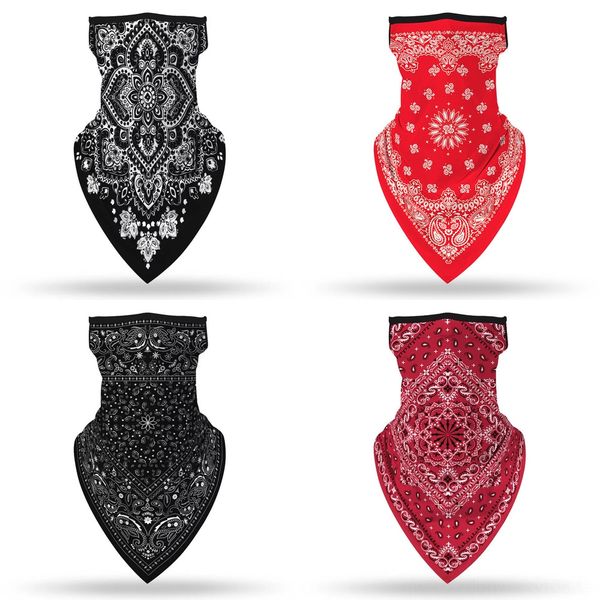 

pxl8y silk riding face mask scarf hiking triangle scarf sport anti-uv bandana neck hairband cover for fishing running cycling face, Black