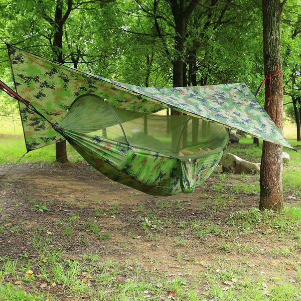 

outdoor automatic quick open mosquito net hammock tent with waterproof canopy awning set hammock portable -up