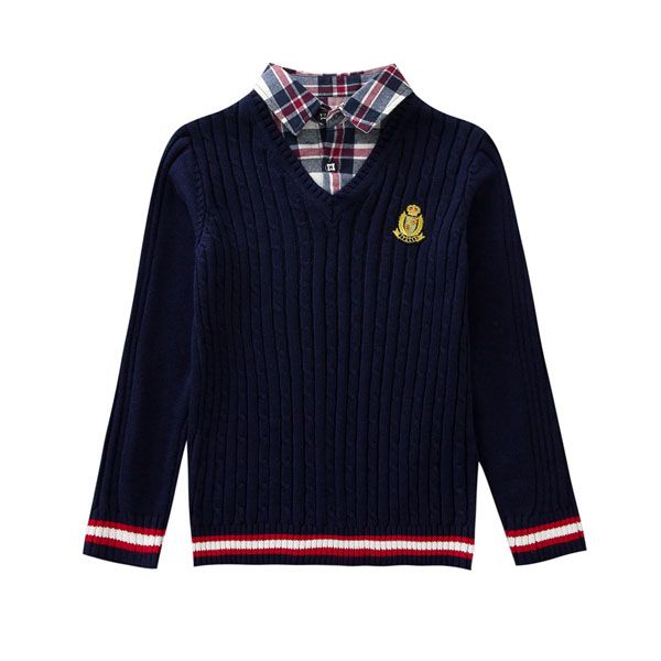

children's clothes boy cotton sweater collar sweater 5-16 years old, Blue