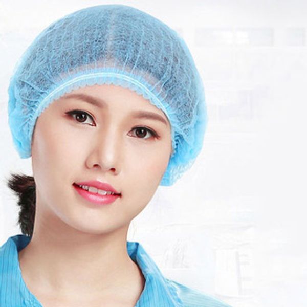 

100Pcs/lot Disposable Salon Hair Hat Anti Dust Net Bouffant Cap Non-Woven Head Cover Hat Elastic Cleaning Hair Protect Hat Cap FY4024