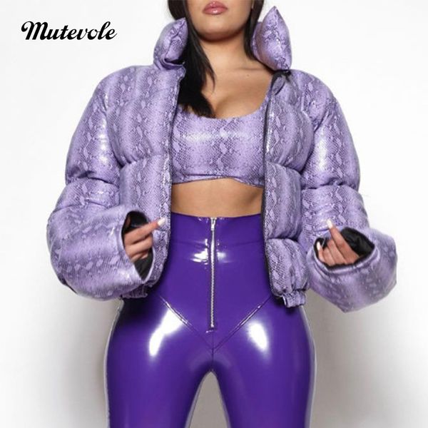 

mutevole women snake skin print coat casual long sleeve purple coats jackets fashion autumn winter warm zipper crop coat, Black