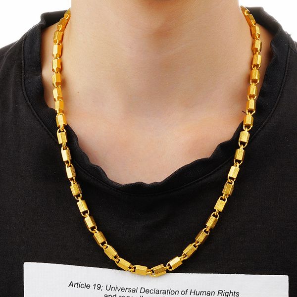 2019 Mode Europa und Amerika solide Halskette Männer Großhandel Gold sechseckige Dubai 24K Goldkette für Männer Frauen Schmuck