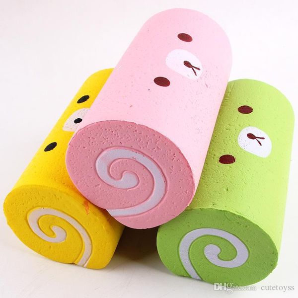 

good cute jumbo cartoon bear cake roll squishy slow rising bread sweet kid toy gift squeeze toy phone strap t345