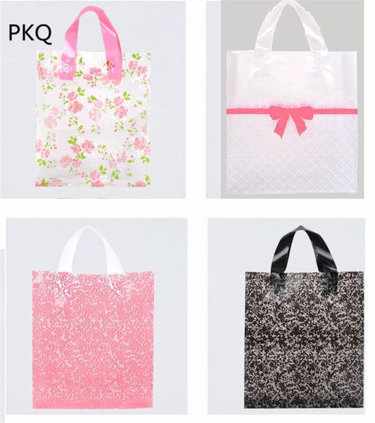 

5pcs 25x33x6cm reusable shopping packing bag large gift bags with handles plastic present bag for party wrapping supplies
