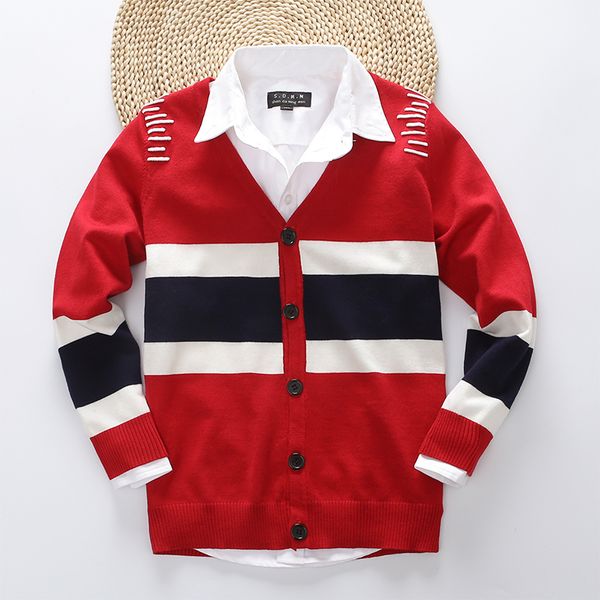 

boys cardigan v-neck full sleeve single breasted knitted sweaters spring&autumn 100% cotton cardigan kids 6~14 children clothing, Blue