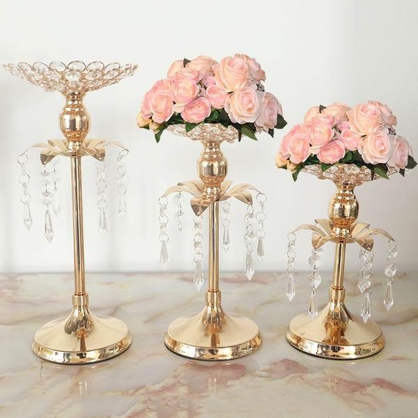 Gold Crystal Candle Holder Wedding Decoration Table Centerpieces Candelabra Birthday Party Flower Vase Holder Home Decor Floor Candle Holder Floor