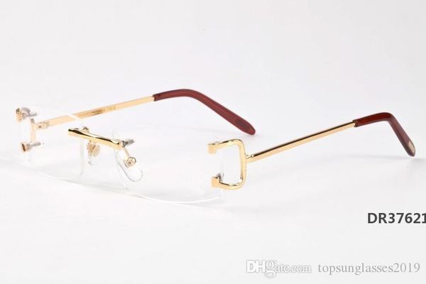 

sports sunglasses for men buffalo horn glasses 2020 fashion rimless vintage retro glasses eyeglasses gold silver metal clear lunettesdr37, White;black