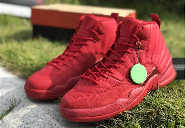 

12 gym red black basketball designer shoe new fashion xii suede bulls custom sports sneakers good quality with box