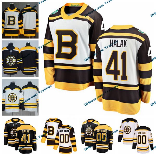 

2019 winter classic boston bruins jaroslav halak mens stitched jerseys customize home black shirts 41 jaroslav halak hockey jerseys s-xxxl, Black;red