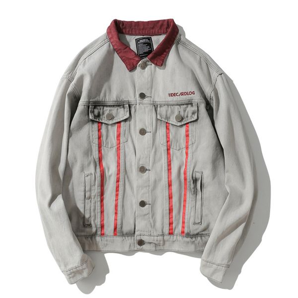 

2019 fashion loose hip hop jacket men's streetwear brand casual embroidery denim jacket men punk rock jeans coats outwear, Black;brown