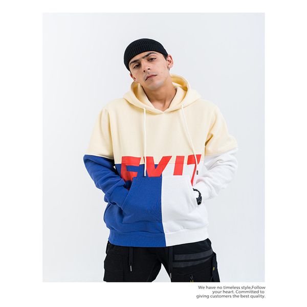 

autum designer casual hoodies mens hooded pullover contrast stitching printing long sleeve loose hommes sweatshirts, Black