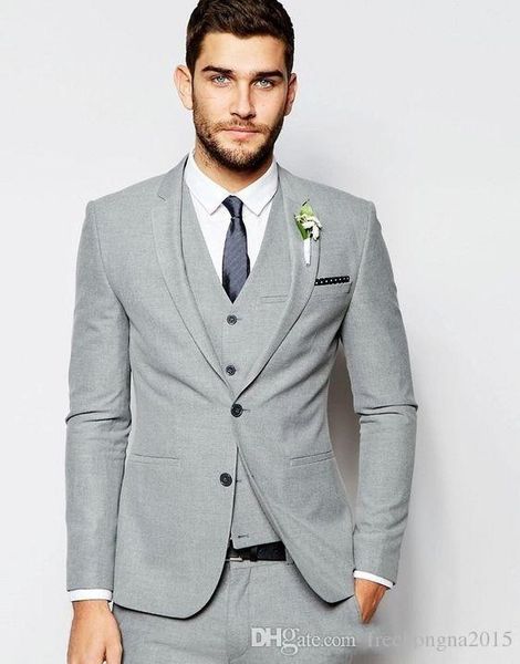 

new light grey 3 piece suit groom tuxedos bridegroom groomsmen blazer men wedding business party prom suits(jacket+pants+vest, White;black