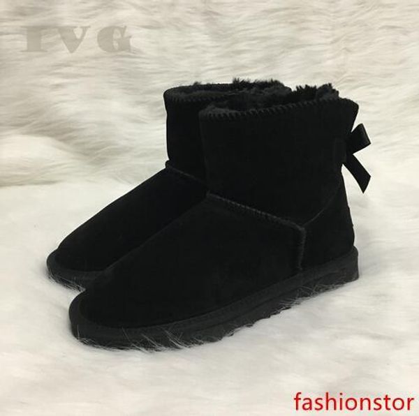 

australia style women winter snow boots 1-bow back waterproof cow suede leather outdoor boots brand ivg size us4-14