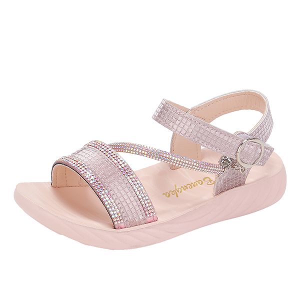 

summer girls sandals princess dance sandalias kids shoes glitter leather fashion girls party dress shoes flat rhinestones, Black;red