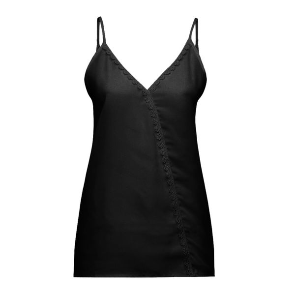 

feitong summer women female v neck sleeveless crop female lace patchwork casual tank blouse vest women tee, White