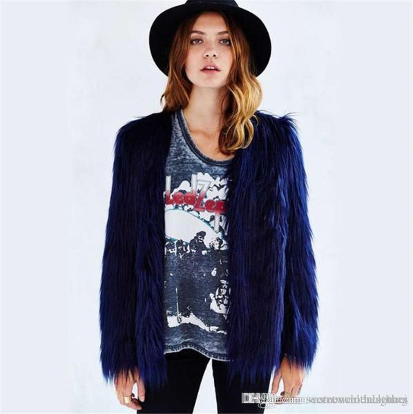 

winter designer womens fur coat solid color v neck long sleeve womens outerwear loose ladies fur coats