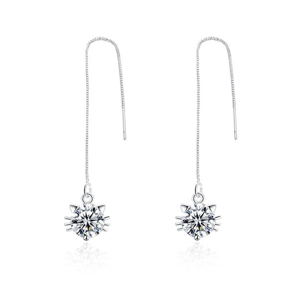 

plated sterling silver classic hanging diamond earrings djse858 size 11.2x1.1cm; women's 925 silver plate ear cuff jewelry earring