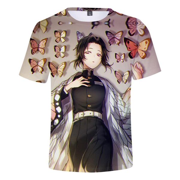 

t-shirts for children aged 2-13 anime kimetsu no yaiba 3d prnt t shirt demon slayer shirt summer men/women breathable tshirt, White;black
