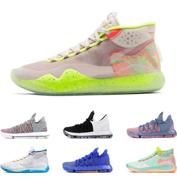 

2020 mens basketball shoes kd 10 12 eybl 90ss kid warriors home wolf grey university red finals sports sneakers trainers size 7-12