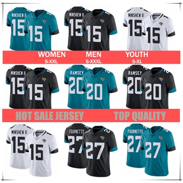

men women youth jacksonville jersey 15 gardner minshew 27 leonard fournette 20 jalen ramsey jaguar football jerseys s-xxxl, Black;red