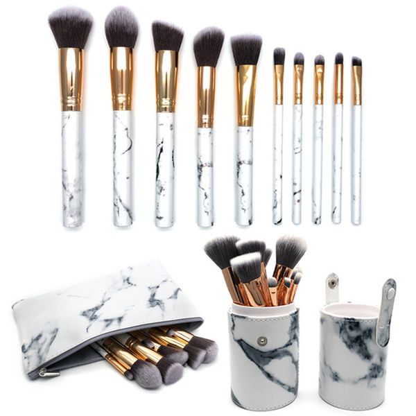 

10 pcs set makeup brushes marble kit bag case makeup brush kit blush,eyeliner,eyebrow eyeshadow brushes marble cosmetic tool kit