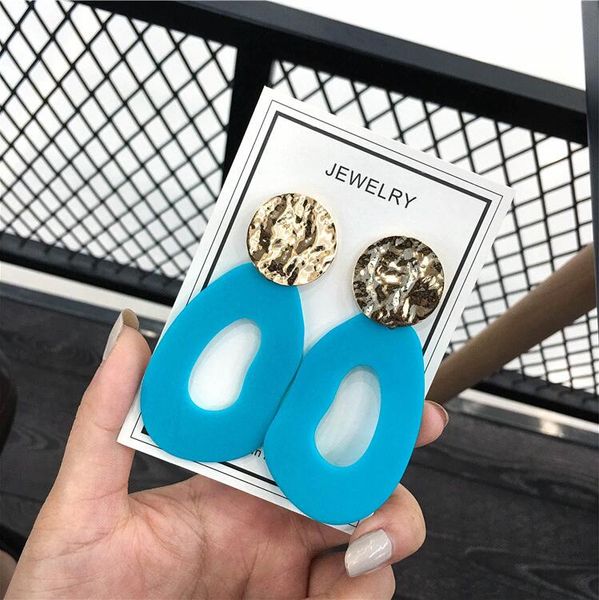 

new boho brighten candy color earrings big large resin irregular earrings for women acrylic hollow dangle earring party jewelry, Silver